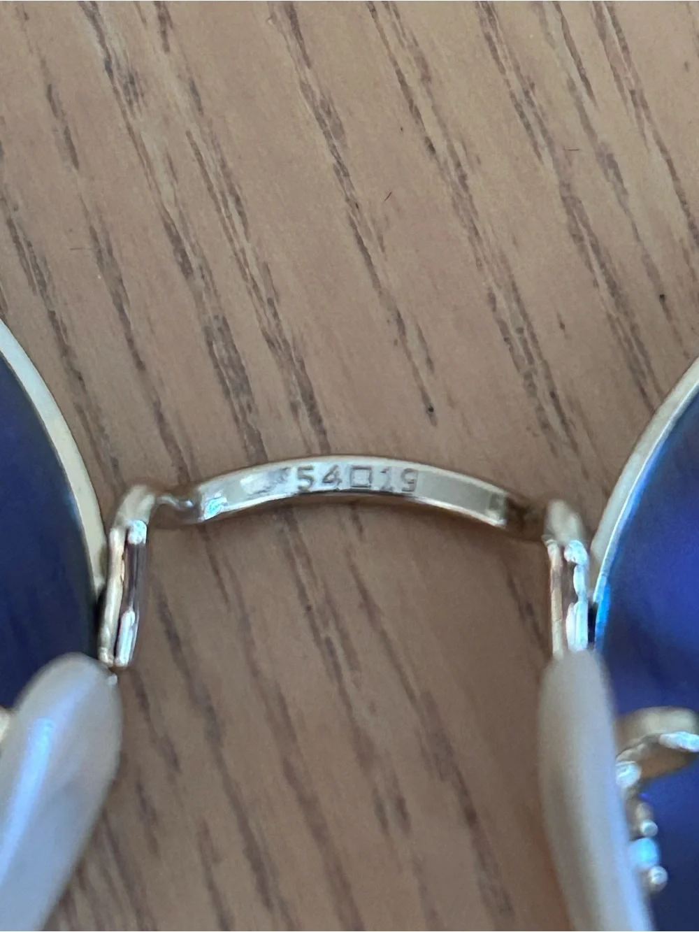 Ray-Ban 1970 Oval Metal Sunglasses Gold Frame with Blue Gradient Lenses